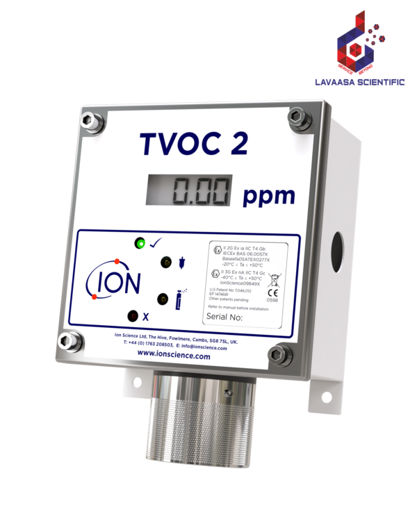 TVOC 2 Continuous VOC Gas Detector by Ion Science – Advanced system for continuous monitoring of volatile organic compounds (VOCs) in industrial environments.